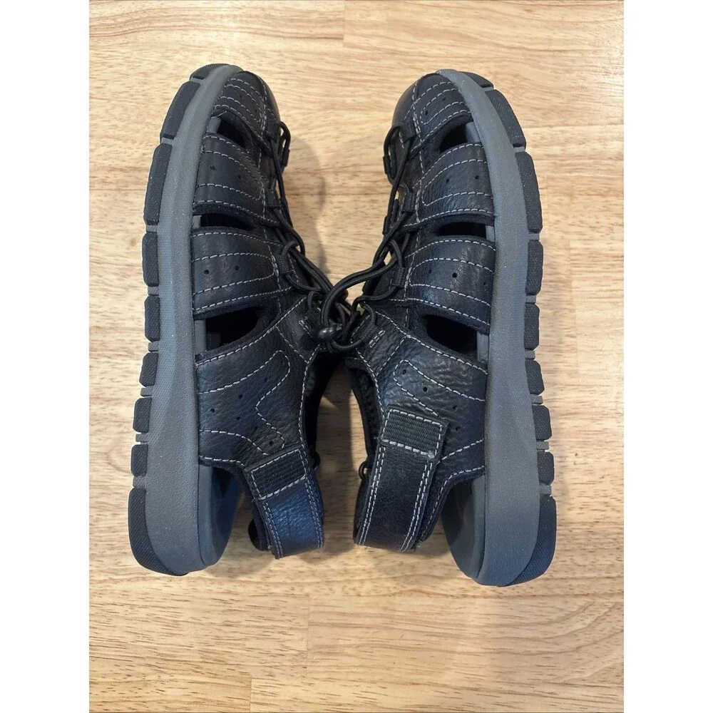 Clarks Men's Brixby Cove Fisherman Sandal - BLACK - US 8M Excellent Condition